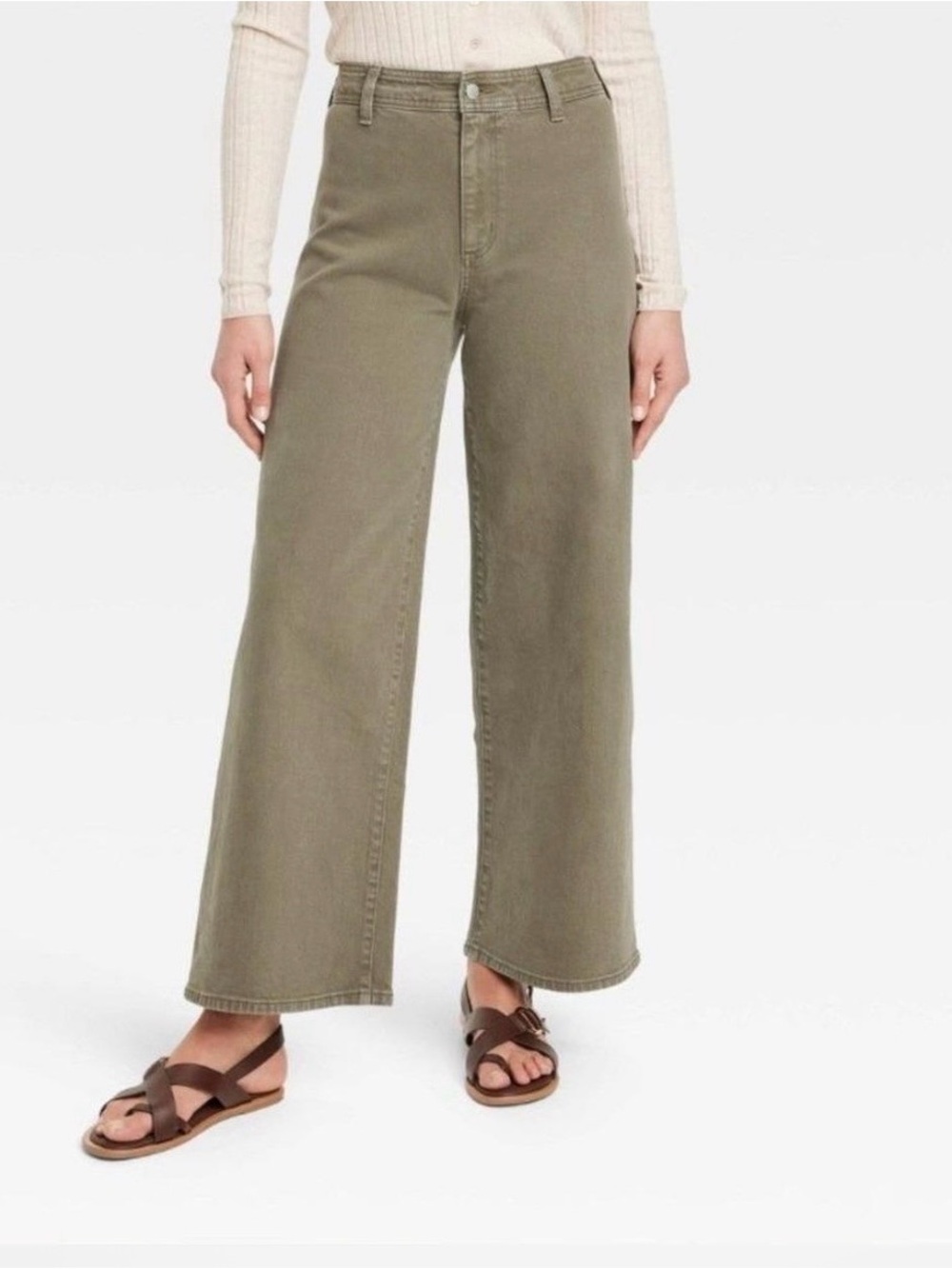 Universal Thread Olive Wide-Leg High-Rise Jeans